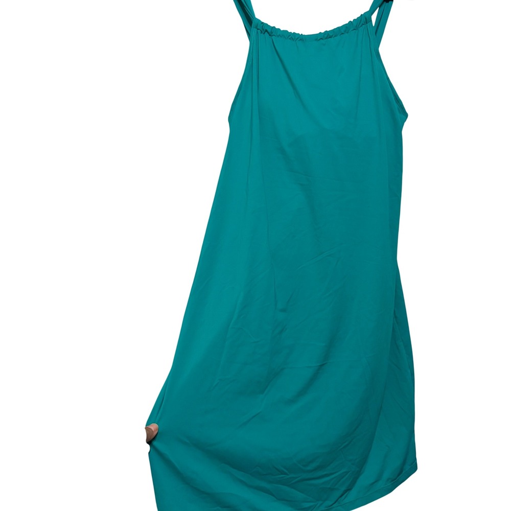 Athleta women's Green Kokomo Swim Dress Size Small Tie Back Built-in-bra Medium